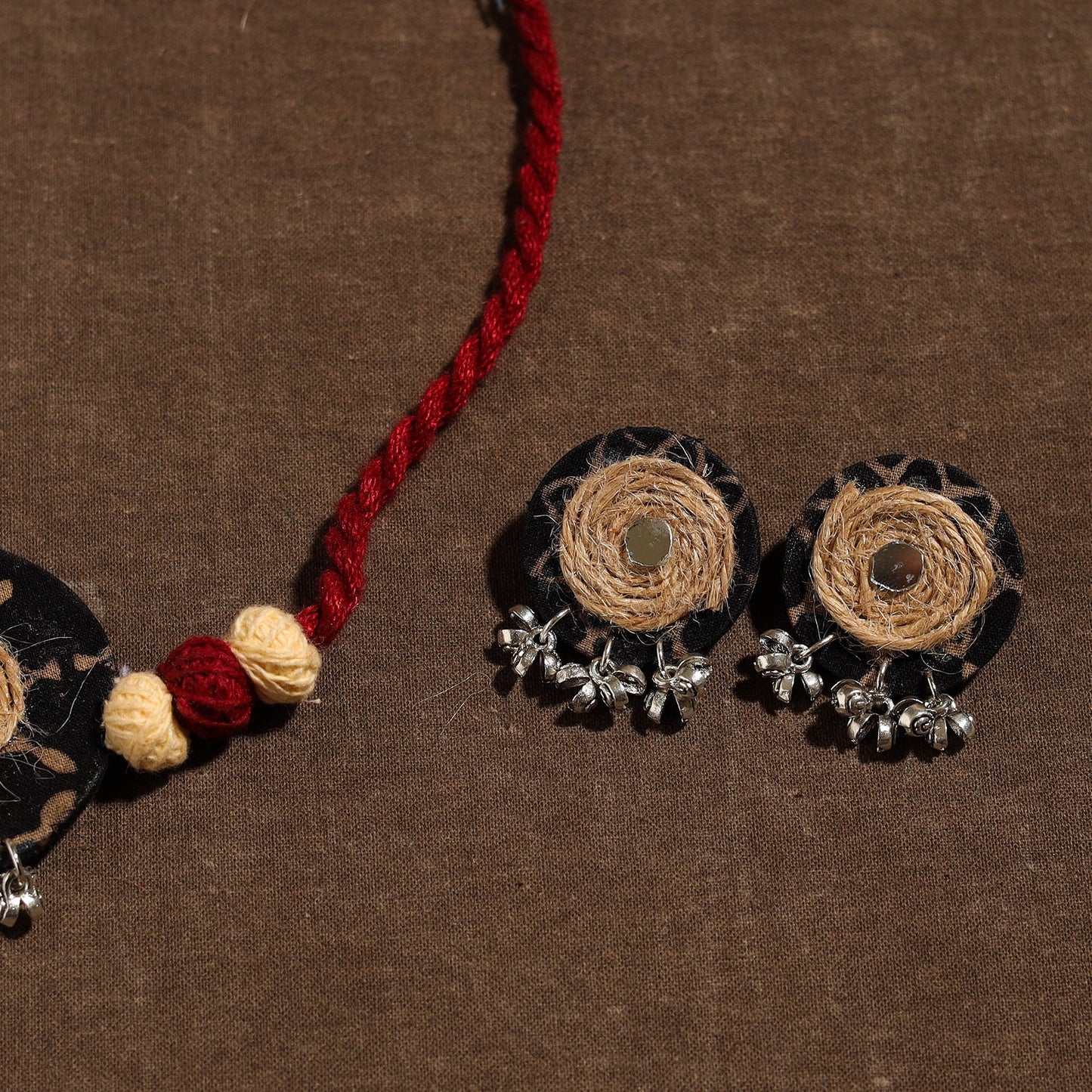 Buy Handmade Jute Fabart Necklace Set