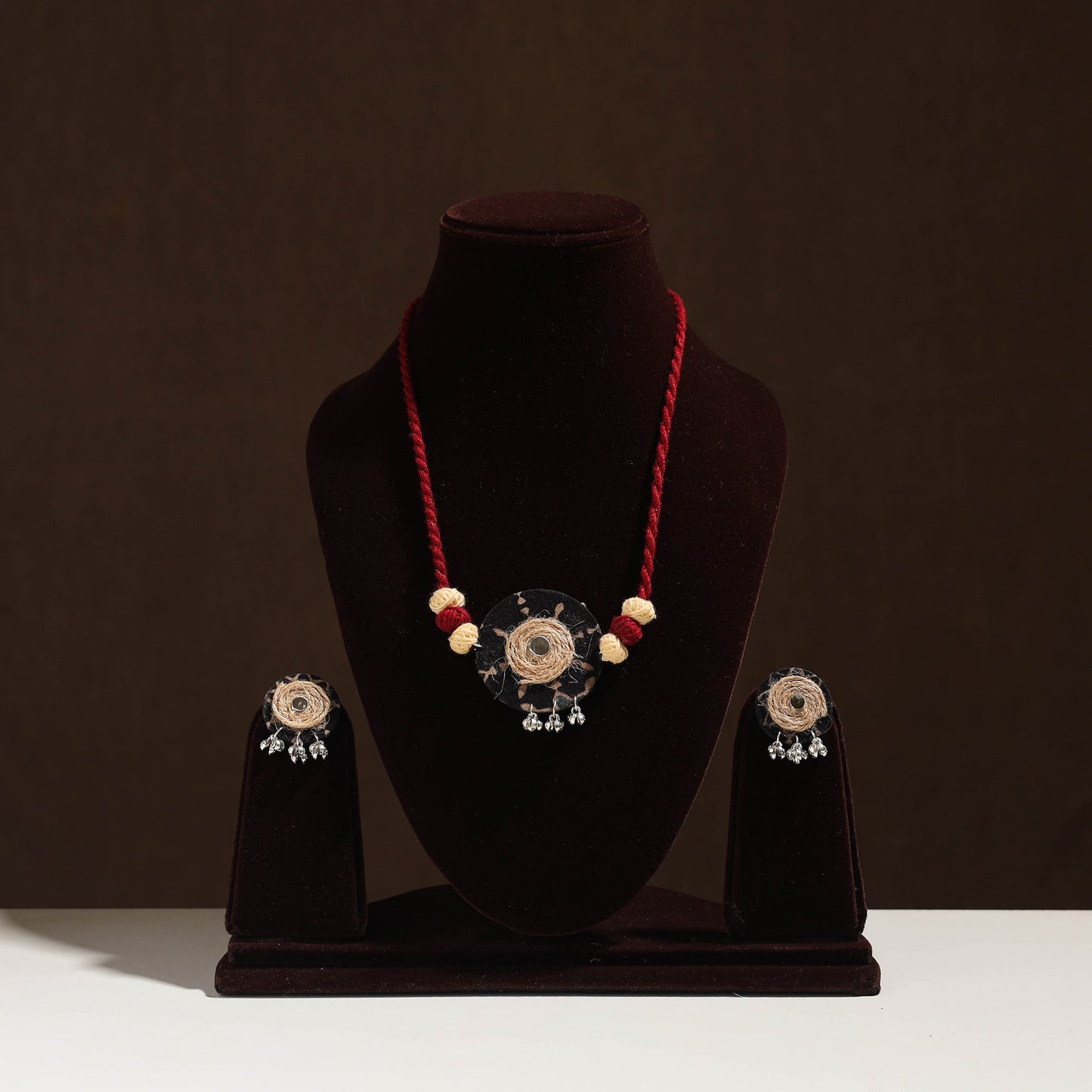 Buy Handmade Jute Fabart Necklace Set