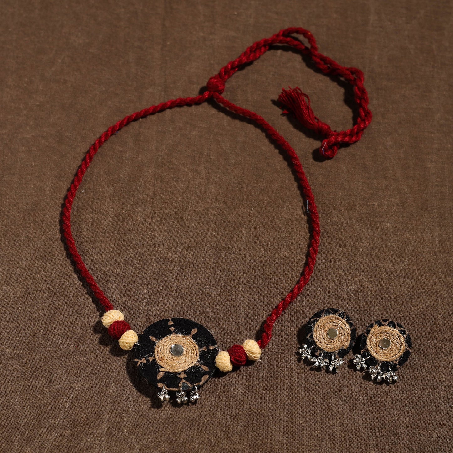 Buy Handmade Jute Fabart Necklace Set
