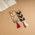Handmade jute fabric bookmark with tassel (set of 2) 01