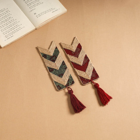 Handmade jute fabric bookmark with tassel (set of 2) 03