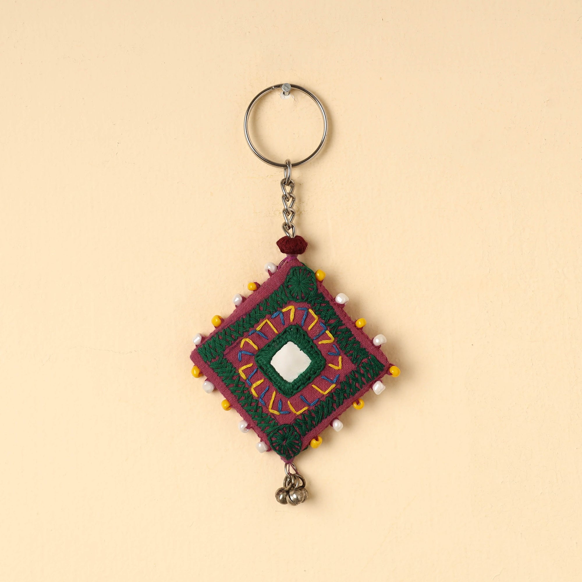 Buy Handmade Lambani Embroidery Mirror Work Keychain Online at iTokri.com