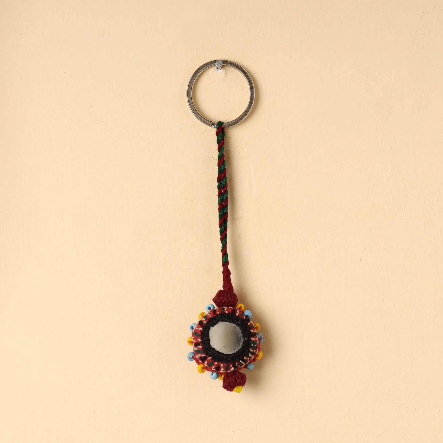 Multicolor Handmade Lambani Embroidery Mirror Work Keychain 