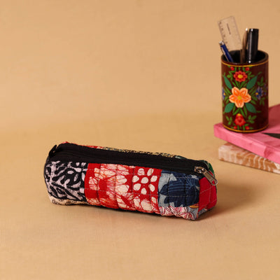 Multicolor Handmade Patchwork Quilted Cotton Pencil Pouch