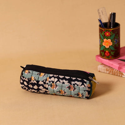 Multicolor Handmade Patchwork Quilted Cotton Pencil Pouch