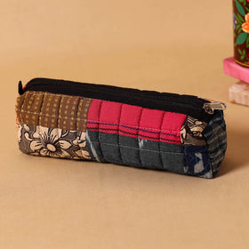 Multicolor Handmade Patchwork Quilted Cotton Pencil Pouch