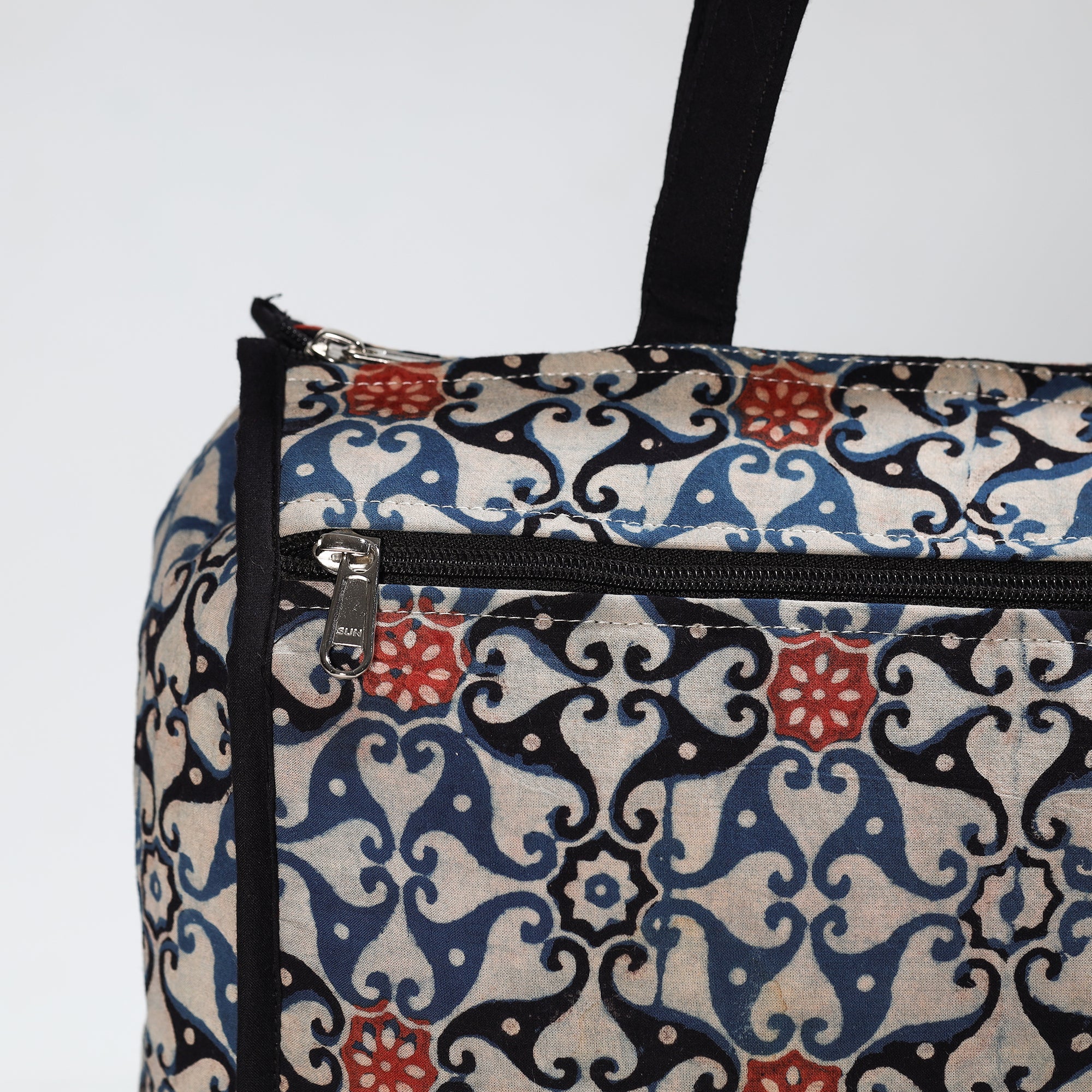 Multicolor Handmade Ajrakh Block Printed Cotton Shopping Bag 01