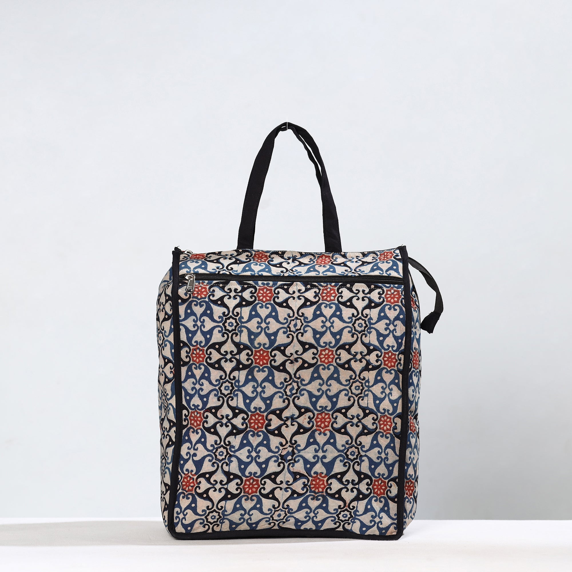 Multicolor Handmade Ajrakh Block Printed Cotton Shopping Bag 01