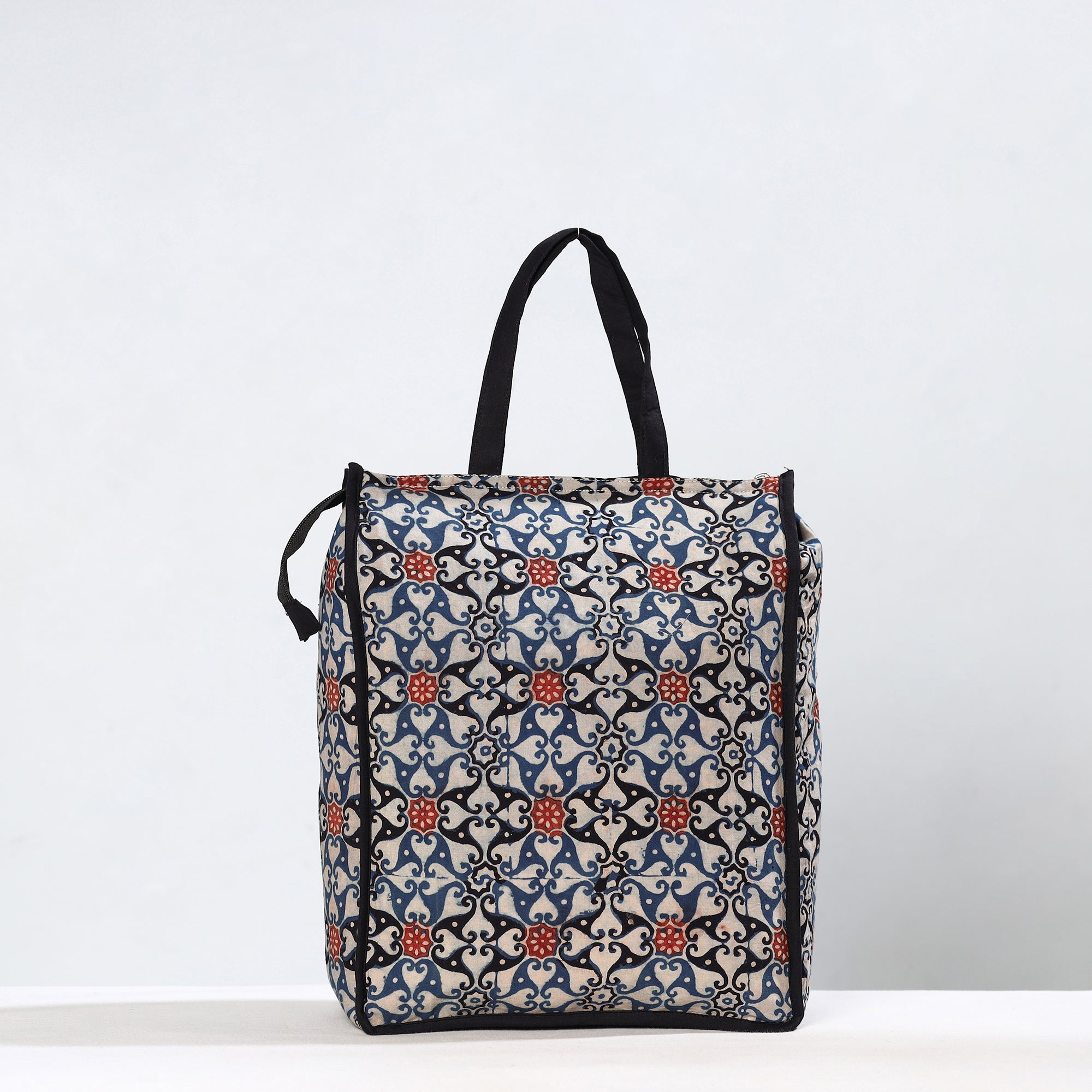 Multicolor Handmade Ajrakh Block Printed Cotton Shopping Bag 01