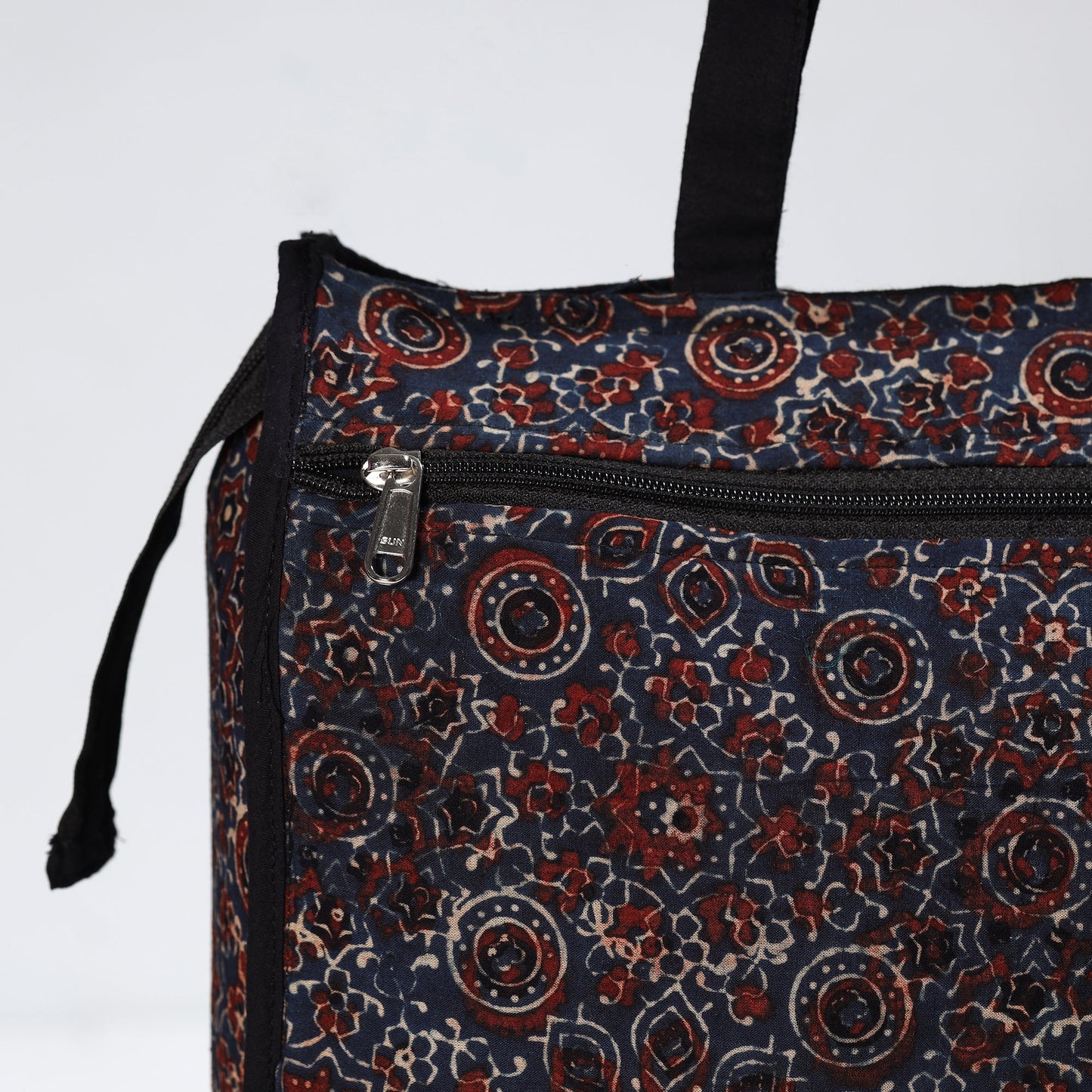 Multicoolor Handmade Ajrakh Block Printed Cotton Shopping Bag 01