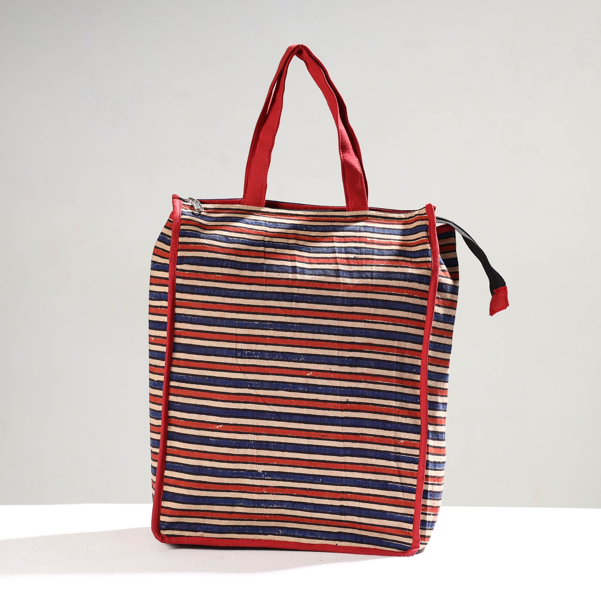 Multicolor Handmade Ajrakh Block Printed Cotton Shopping Bag