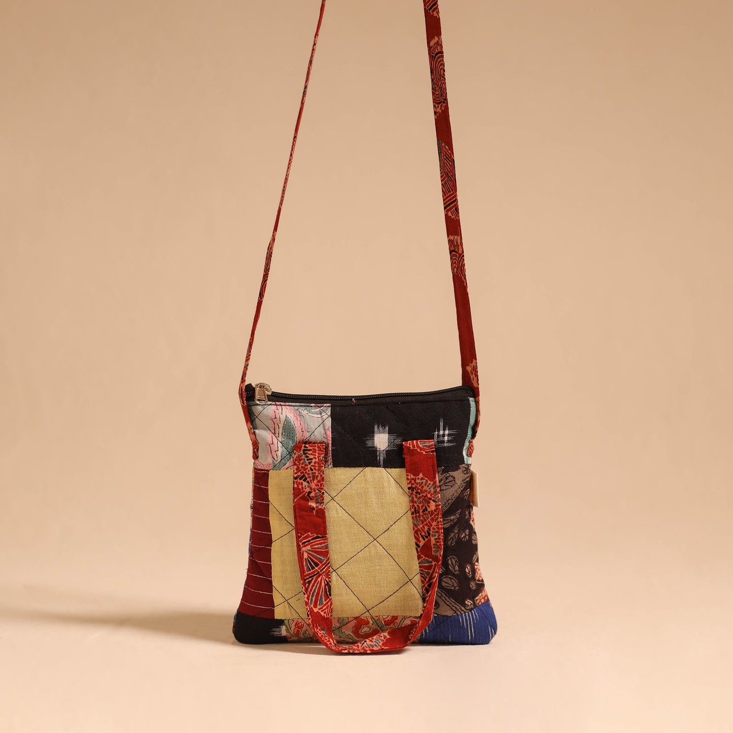 Multicolor - handmade quilted cotton patchwork sling bag 01