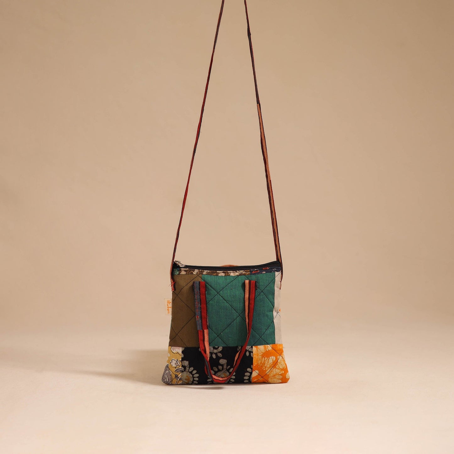 Multicolor - handmade quilted cotton patchwork sling bag 02