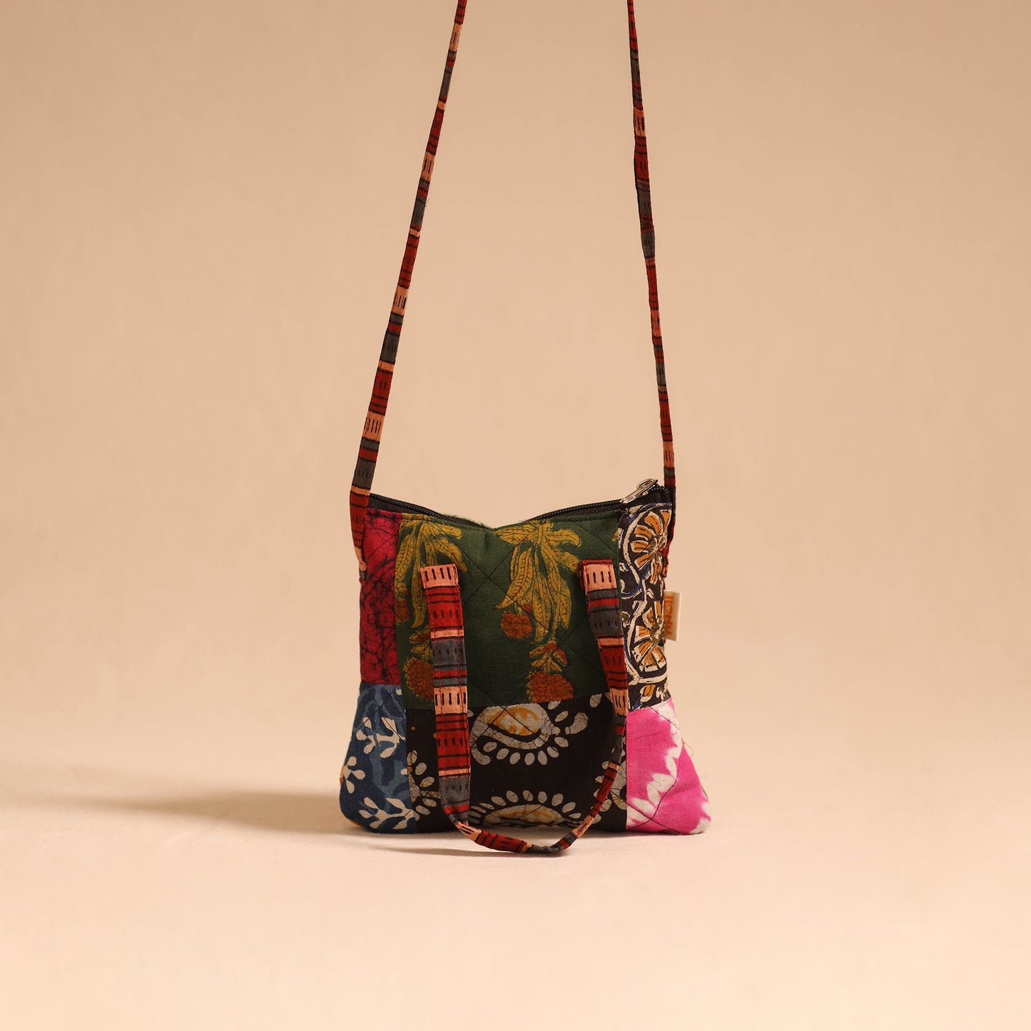 Multicolor - handmade quilted cotton patchwork sling bag 02