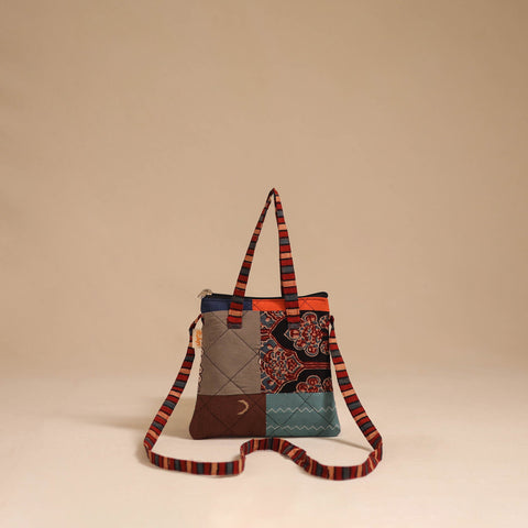 Multicolor - handmade quilted cotton patchwork sling bag 03
