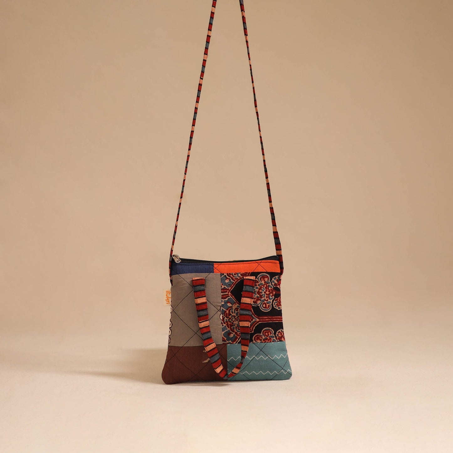 Multicolor - handmade quilted cotton patchwork sling bag 03