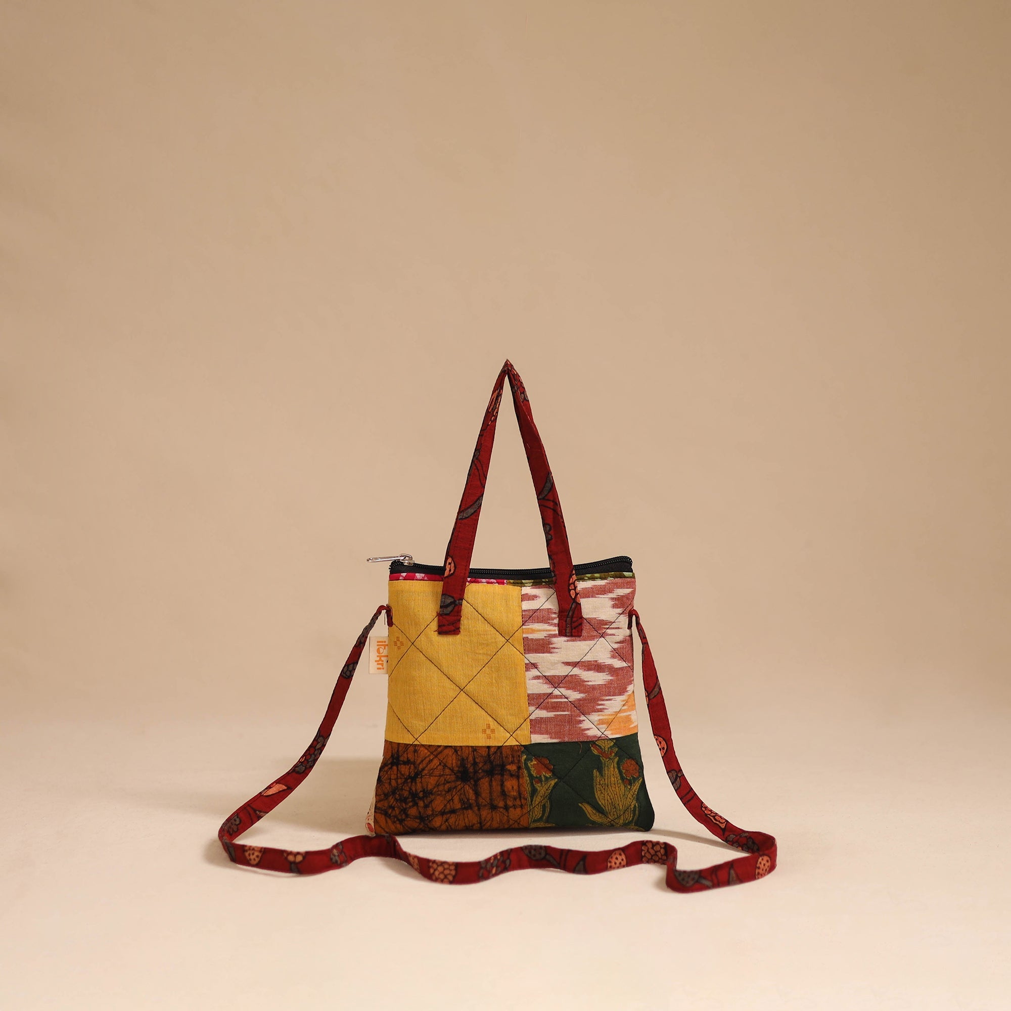 Multicolor - handmade quilted cotton patchwork sling bag 04