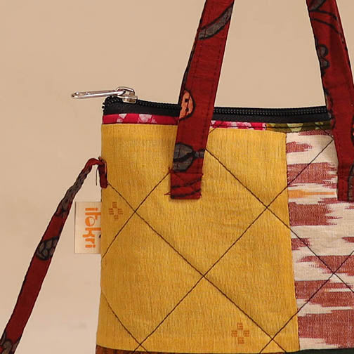 Multicolor - handmade quilted cotton patchwork sling bag 04