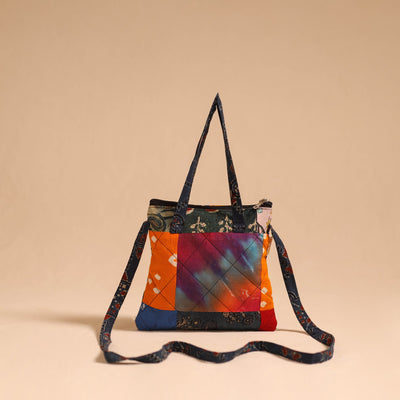 Multicolor - handmade quilted cotton patchwork sling bag 04