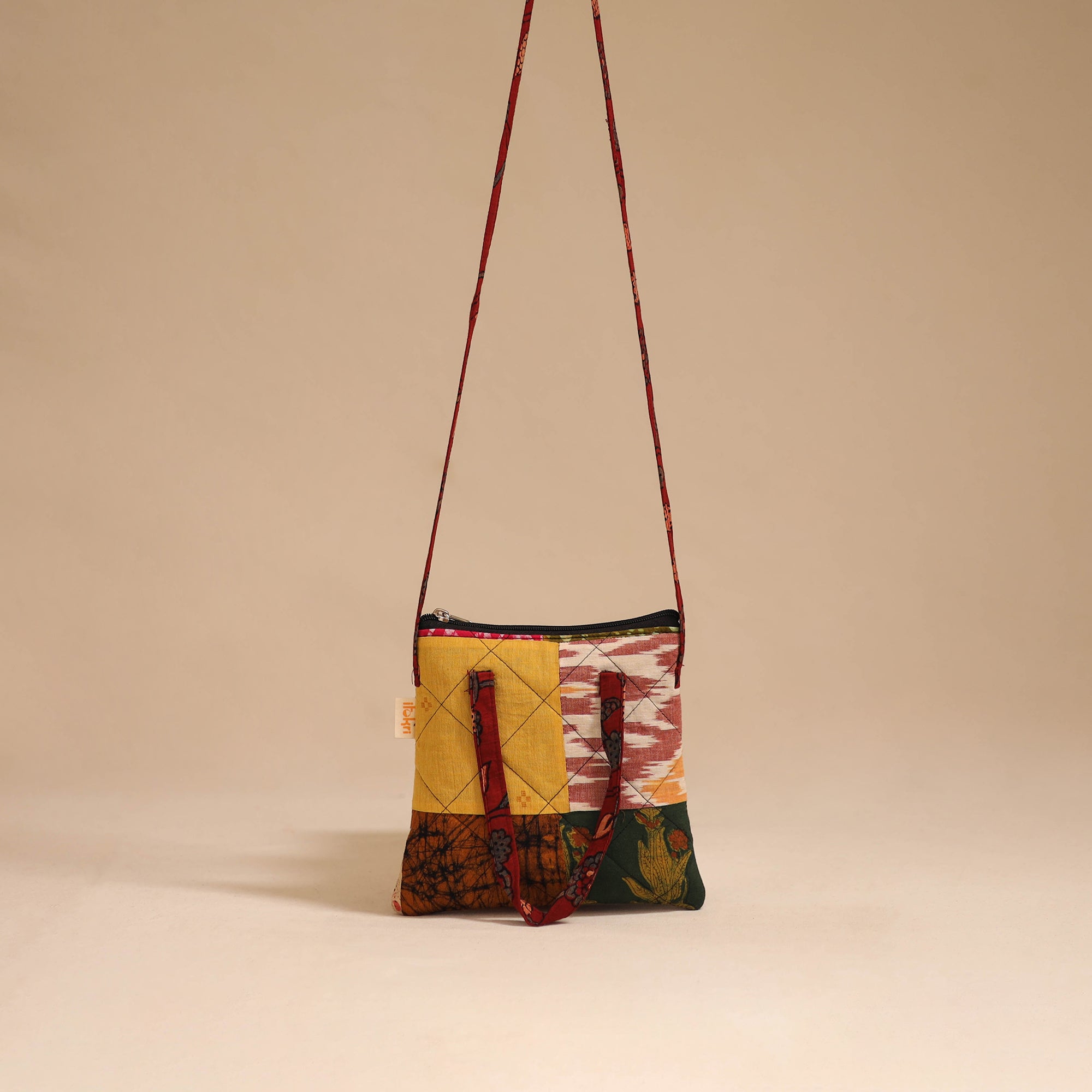 Multicolor - handmade quilted cotton patchwork sling bag 04