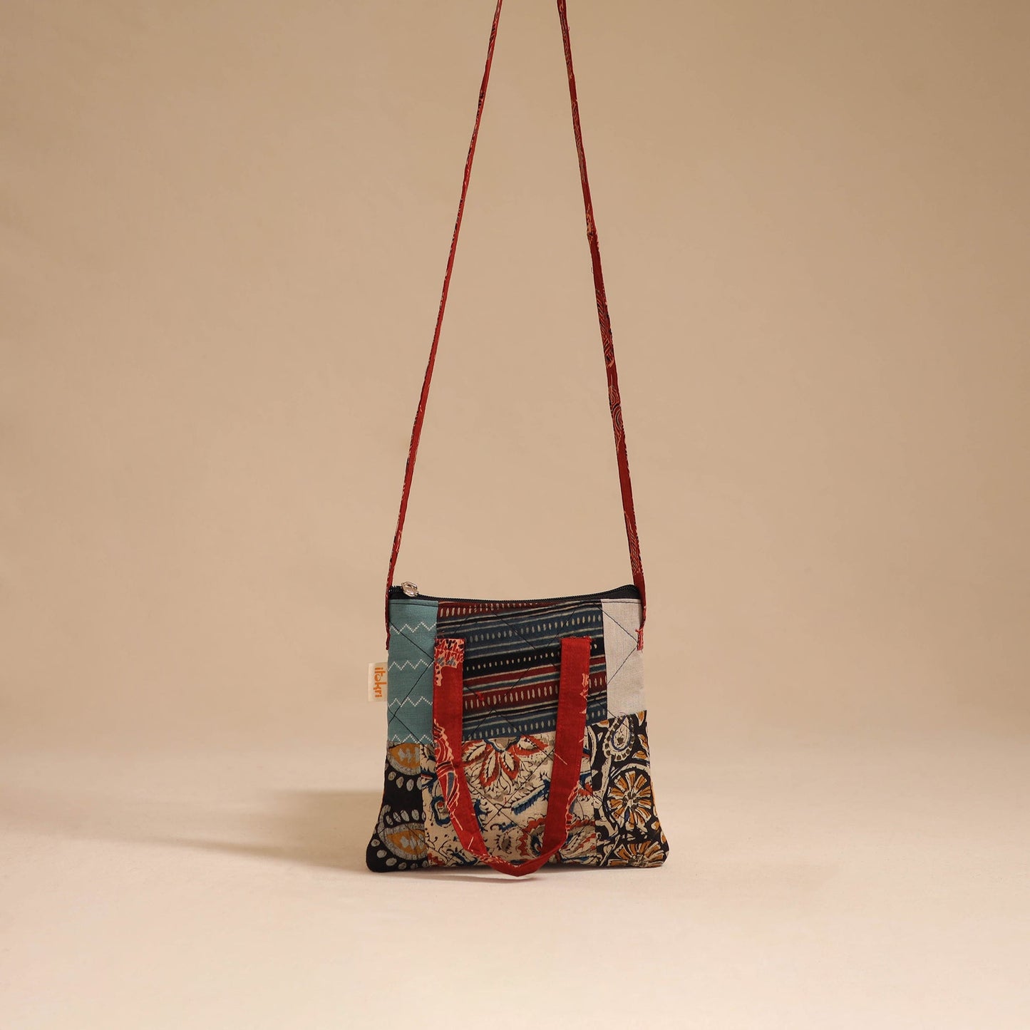 Multicolor - handmade quilted cotton patchwork sling bag 05