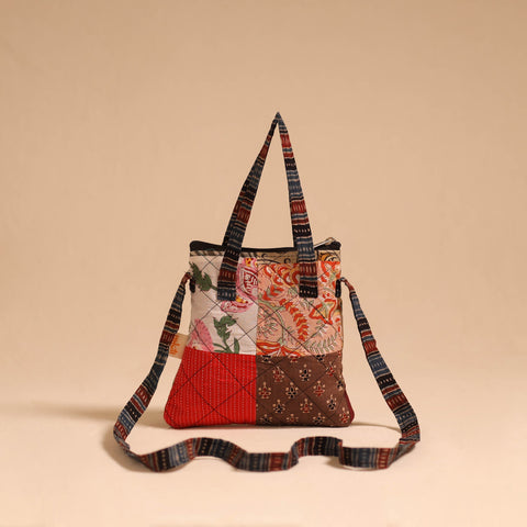 Multicolor - handmade quilted cotton patchwork sling bag 05