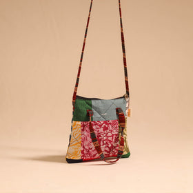 Multicolor - handmade quilted cotton patchwork sling bag 06