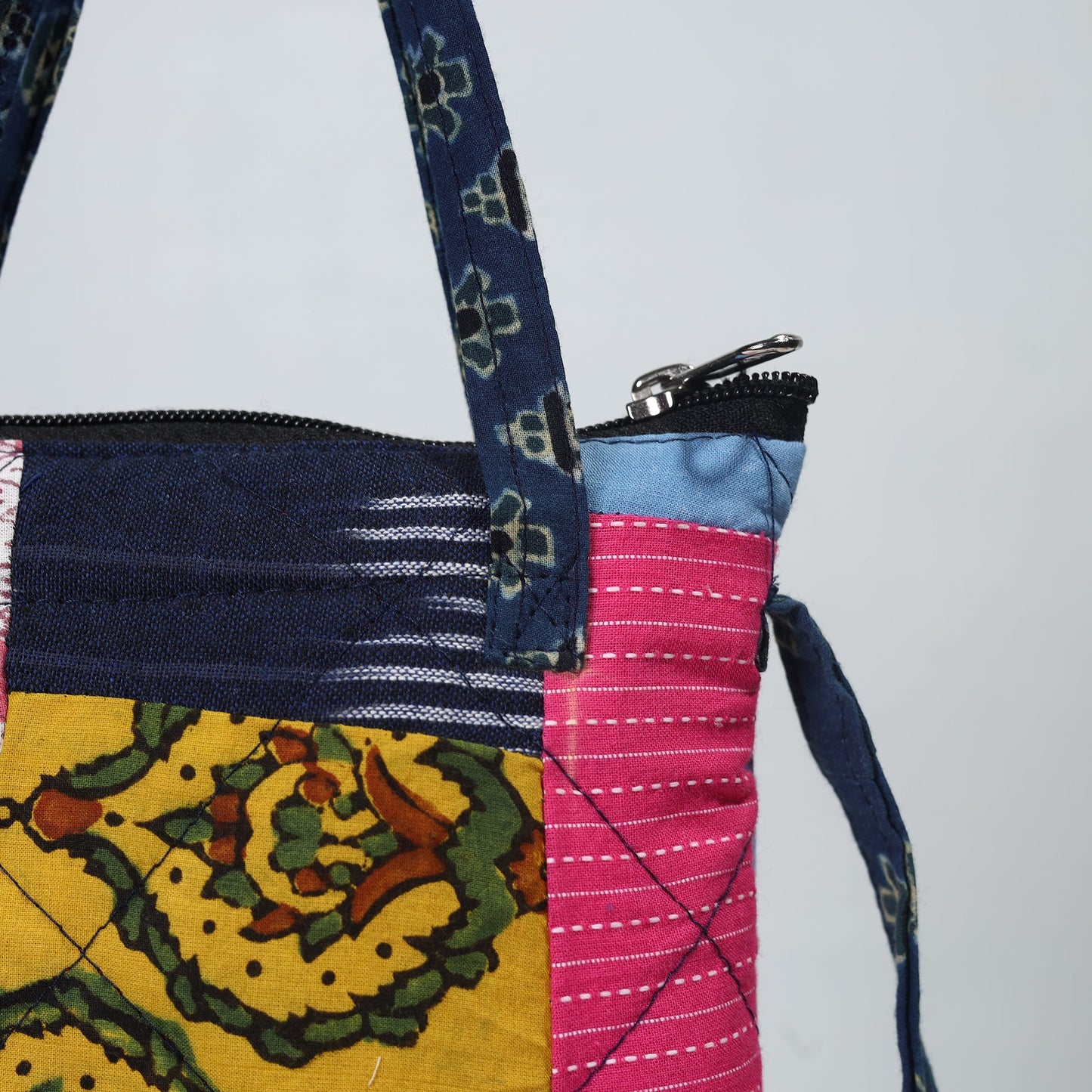 Multicolor Handmade Quilted Cotton Patchwork Sling Bag 06