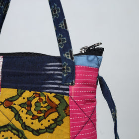 Multicolor Handmade Quilted Cotton Patchwork Sling Bag 06