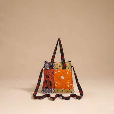 Multicolor - handmade quilted cotton patchwork sling bag 06
