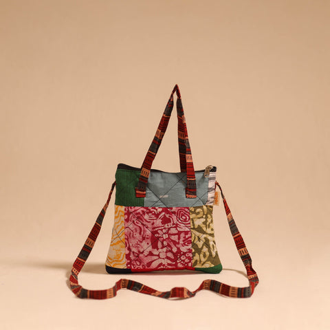 Multicolor - handmade quilted cotton patchwork sling bag 06
