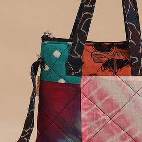 Multicolor - handmade quilted cotton patchwork sling bag 08