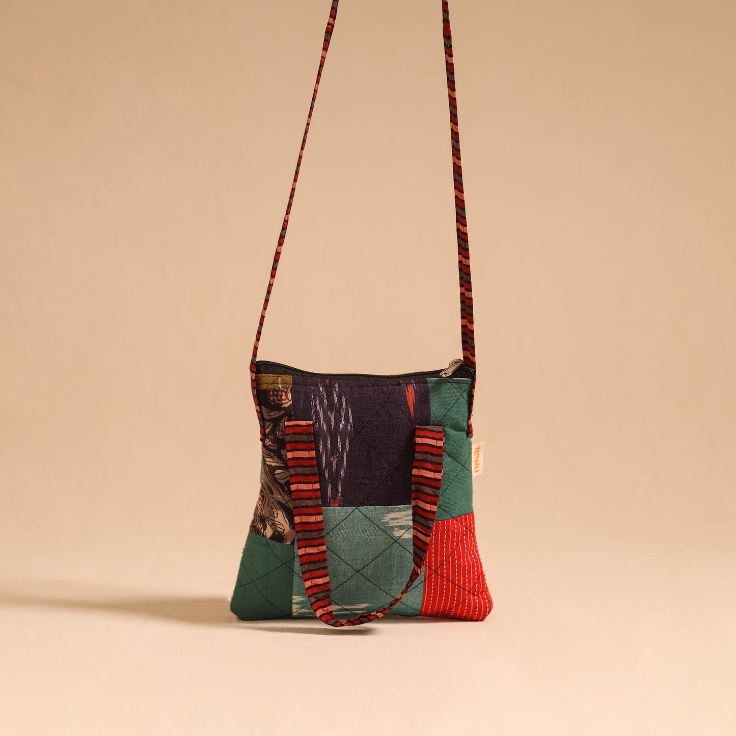 Multicolor - handmade quilted cotton patchwork sling bag 08