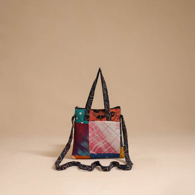 Multicolor - handmade quilted cotton patchwork sling bag 08
