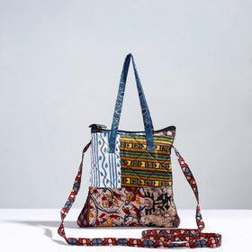  Handmade Quilted Cotton Patchwork Sling Bag 09  