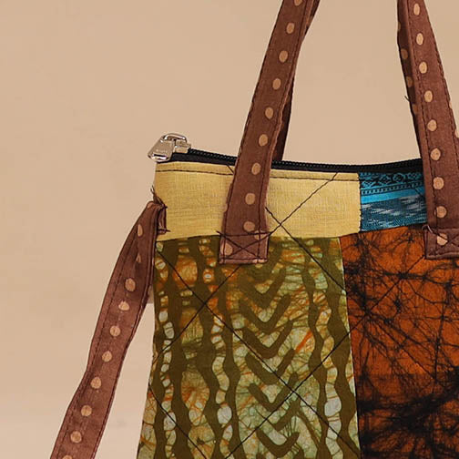 Multicolor - handmade quilted cotton patchwork sling bag 09