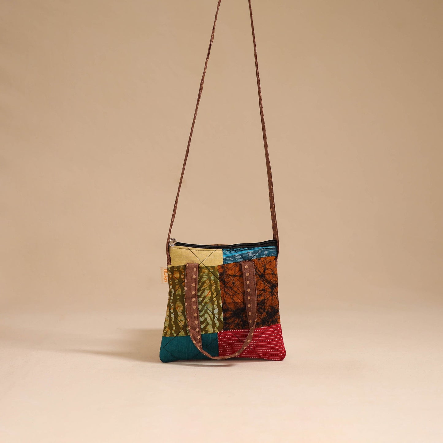Multicolor - handmade quilted cotton patchwork sling bag 09