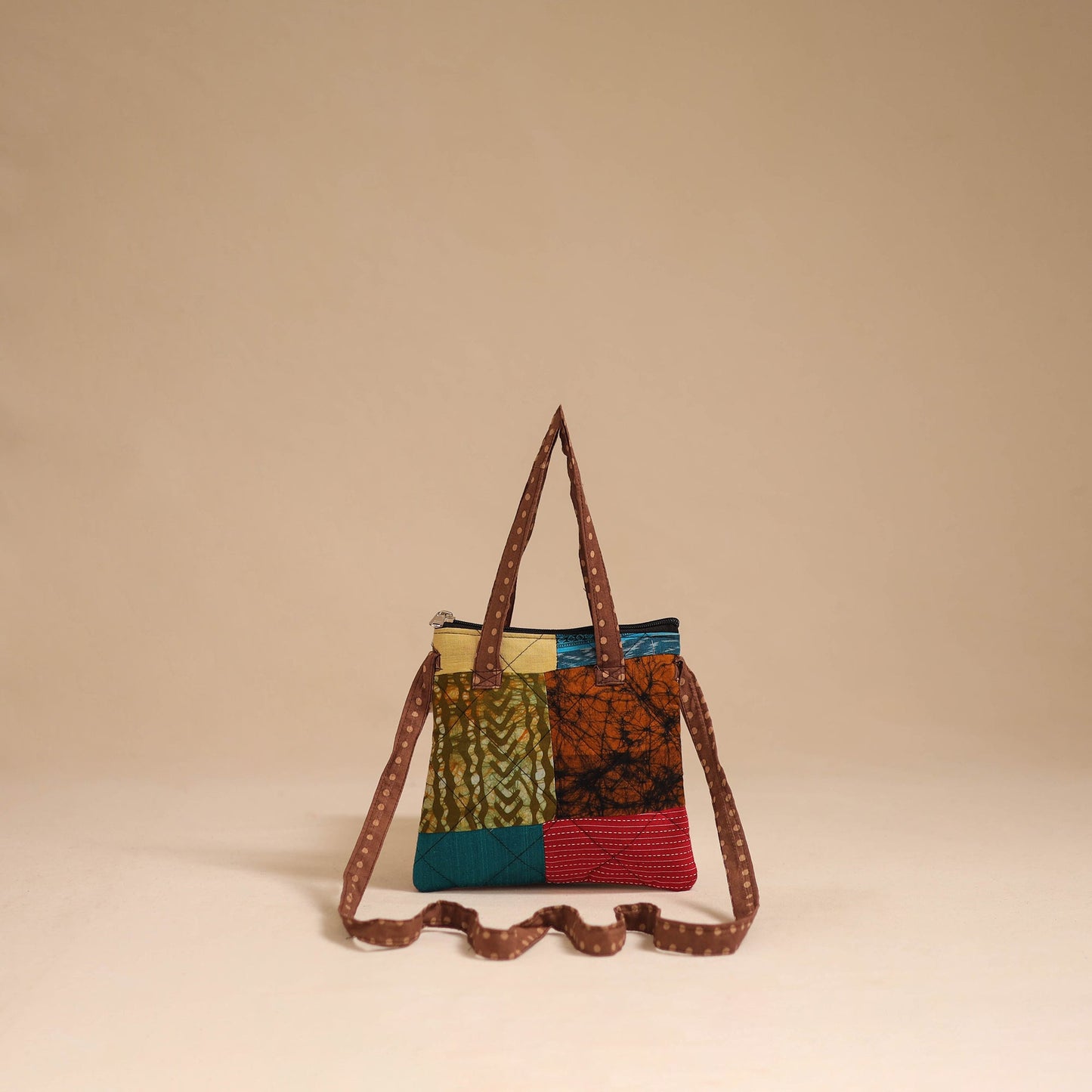 Multicolor - handmade quilted cotton patchwork sling bag 09