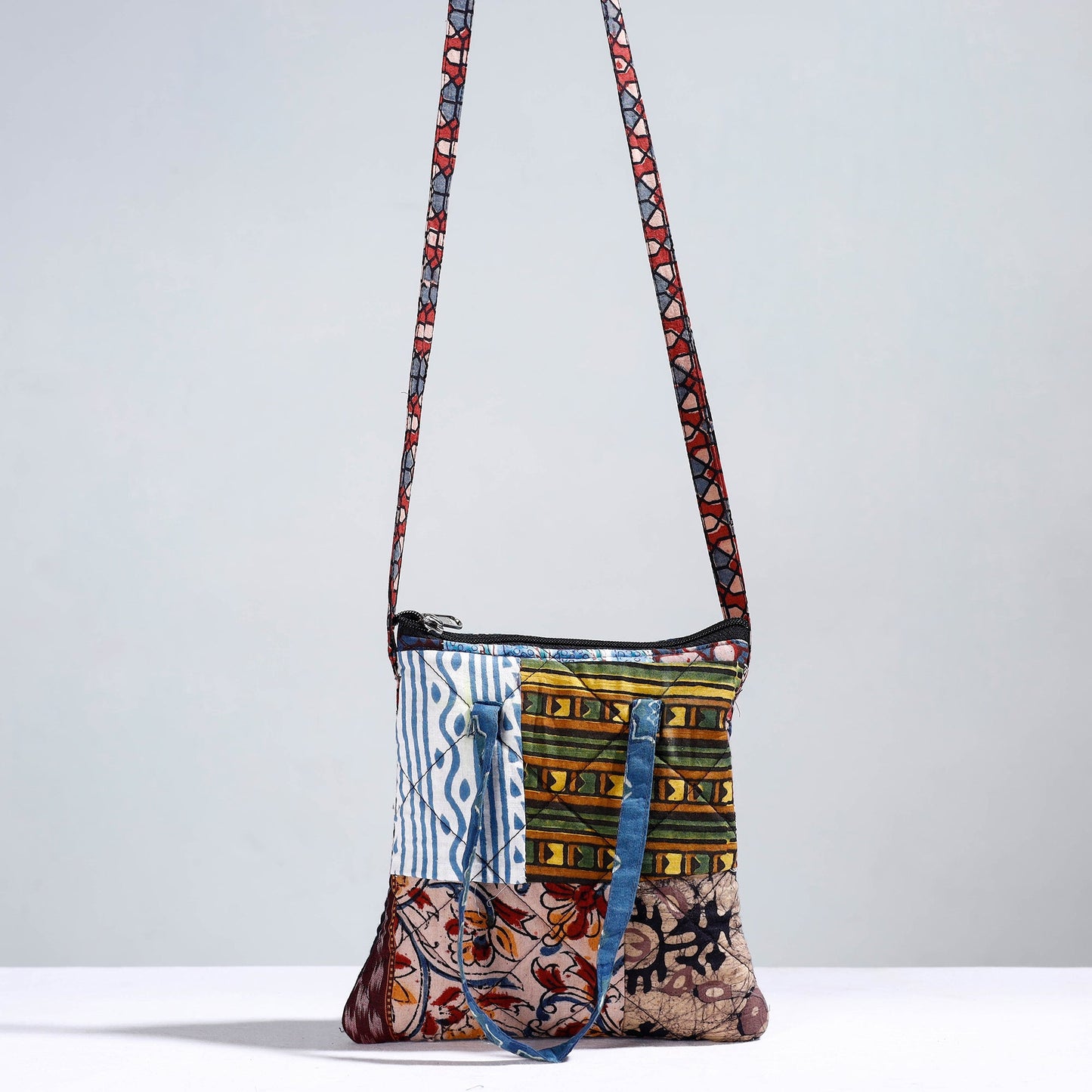  Handmade Quilted Cotton Patchwork Sling Bag 09  