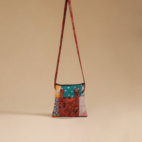 Multicolor - handmade quilted cotton patchwork sling bag 10
