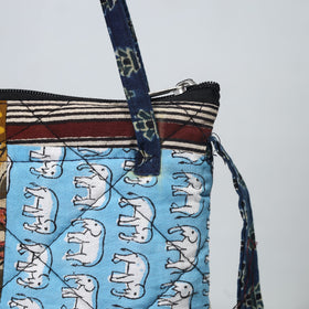 Multicolor Handmade Quilted Cotton Patchwork Sling Bag 10