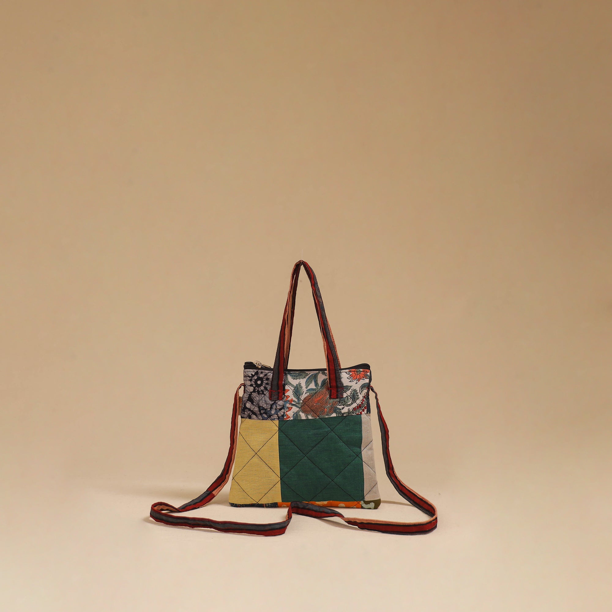 Multicolor - handmade quilted cotton patchwork sling bag 11