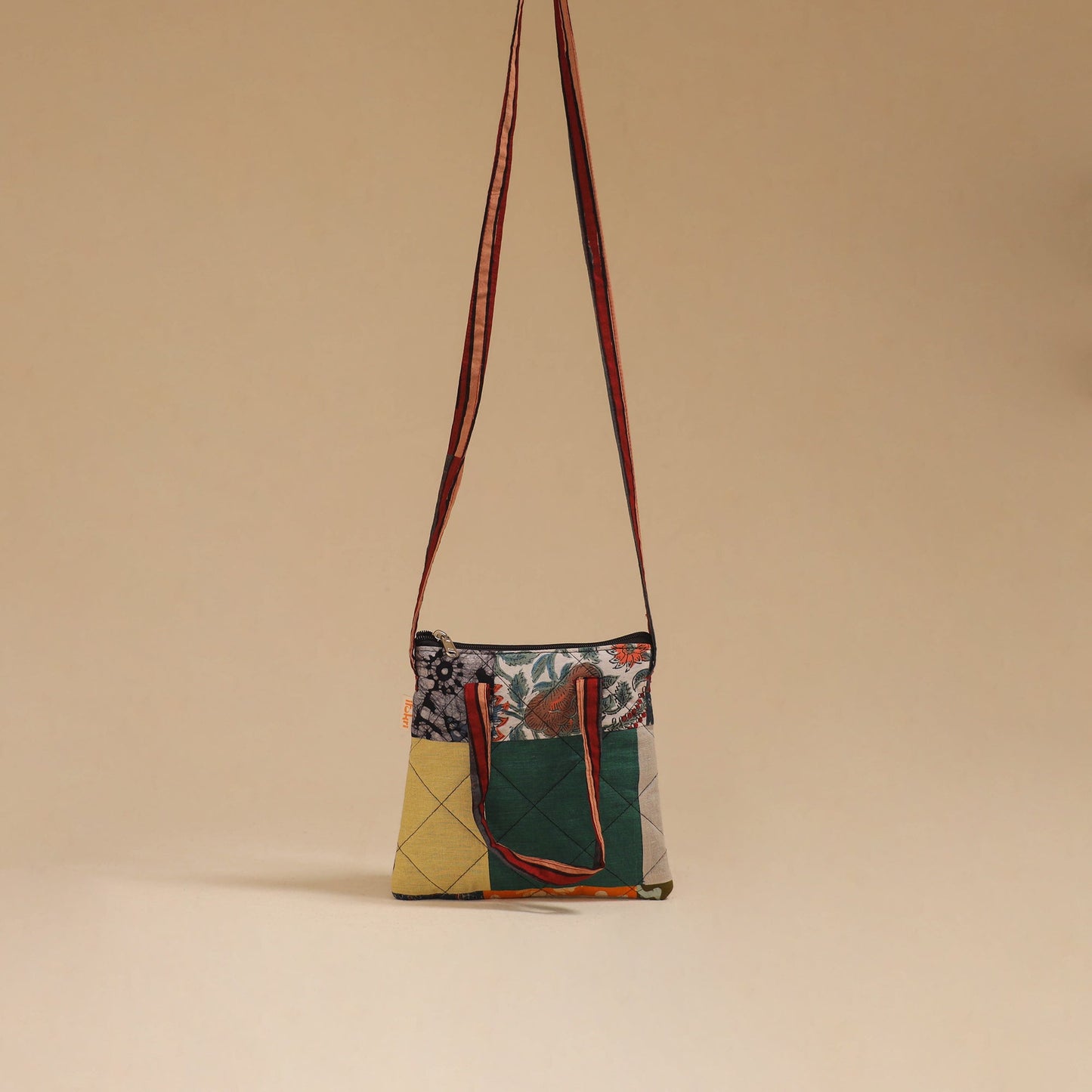 Multicolor - handmade quilted cotton patchwork sling bag 11