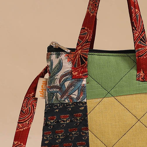 Multicolor - handmade quilted cotton patchwork sling bag 12