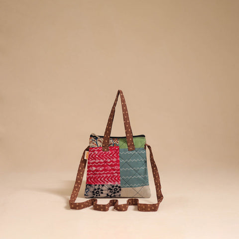 Multicolor - handmade quilted cotton patchwork sling bag 13