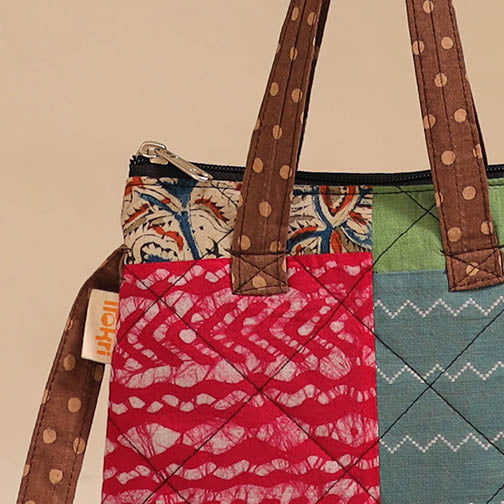 Multicolor - handmade quilted cotton patchwork sling bag 13