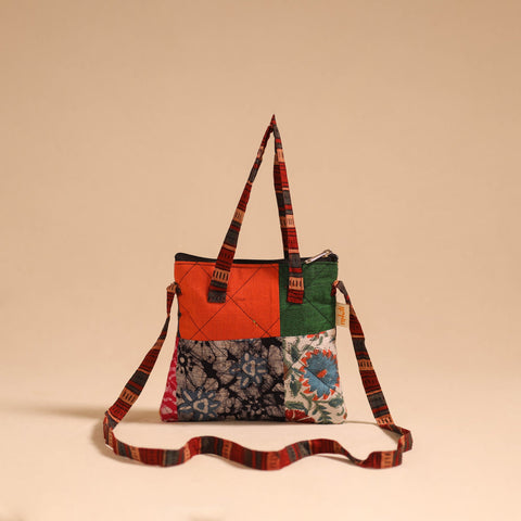 Multicolor - handmade quilted cotton patchwork sling bag 14