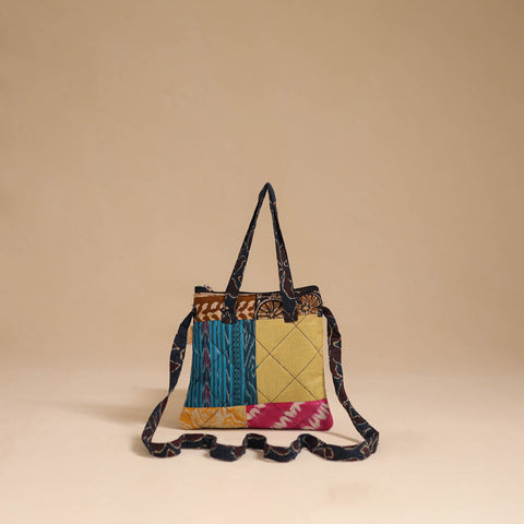 Multicolor - handmade quilted cotton patchwork sling bag 14
