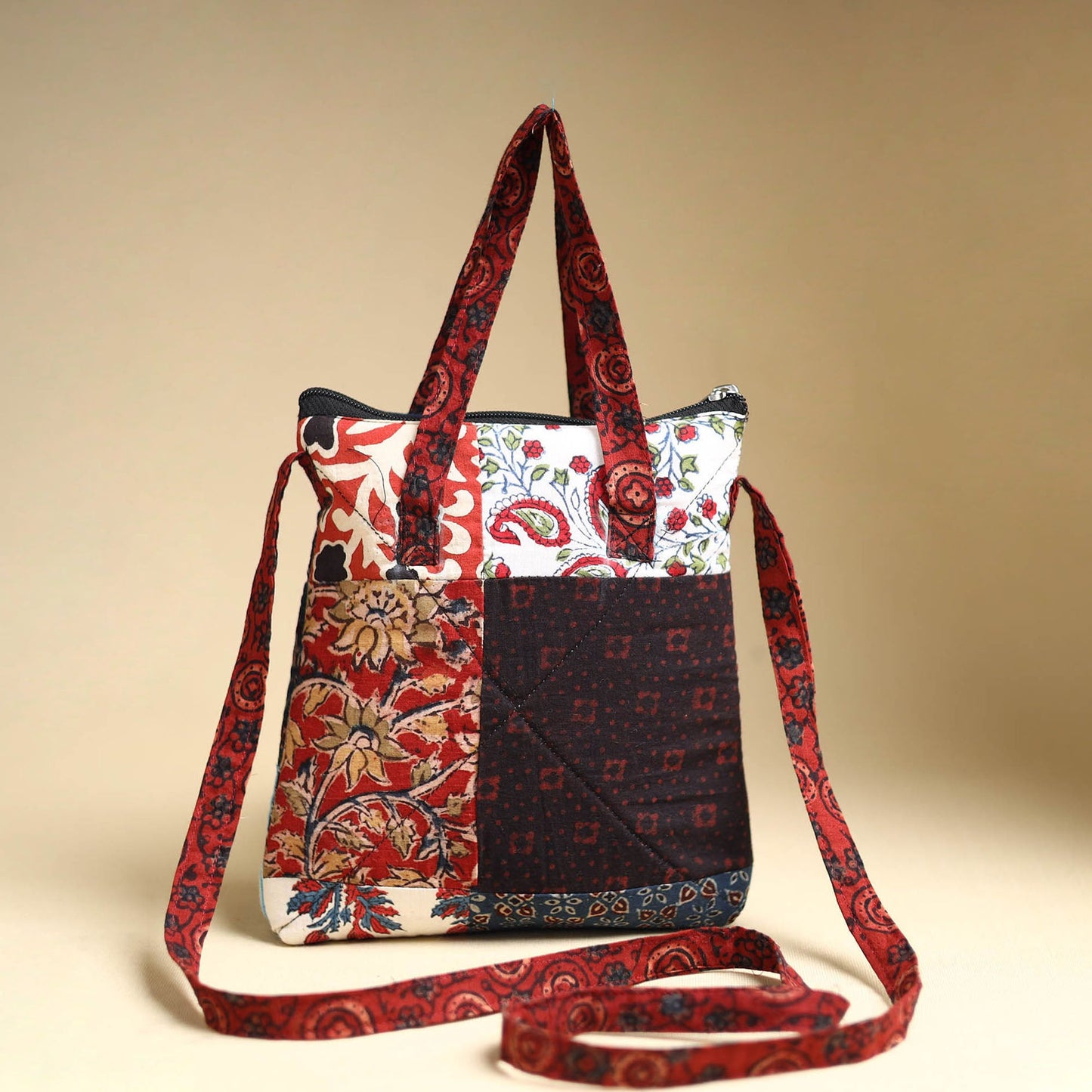  Handmade Quilted Cotton Patchwork Sling Bag 16 