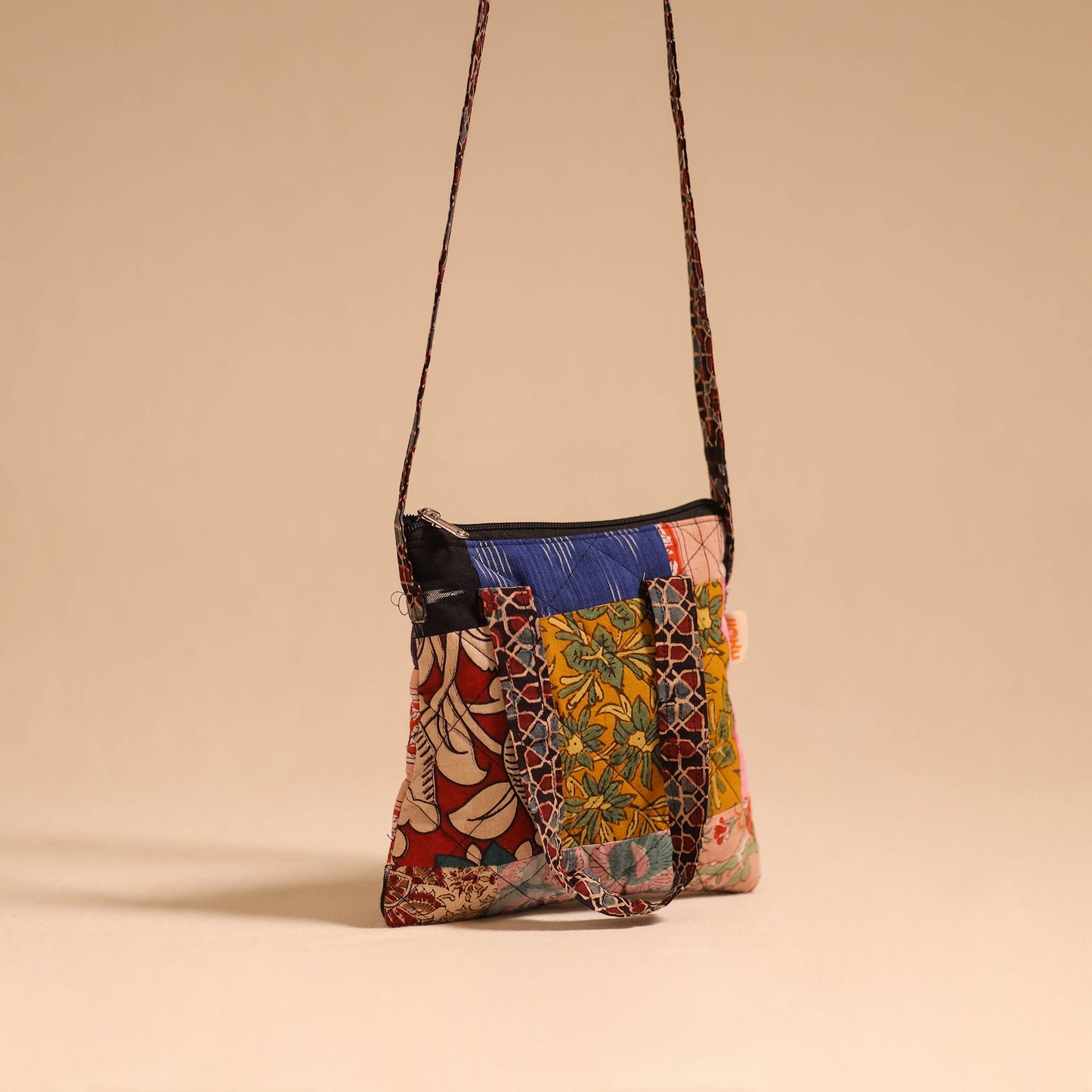 Multicolor - handmade quilted cotton patchwork sling bag 16